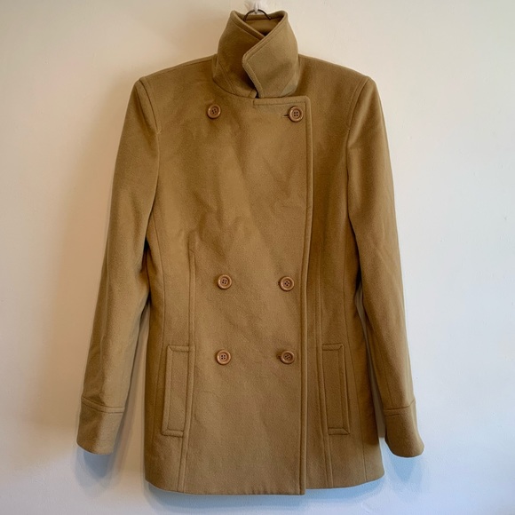 Cashmere Boutique Tan Pea Coat, Size 4 - Picture 4 of 7